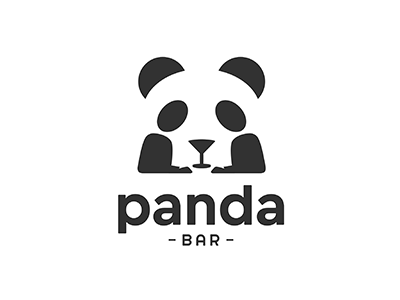 Panda - Bar animal bar black design drink idea logo mark negative panda people spce