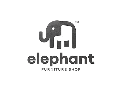 Elephant - Furniture Shop animal black design elephant furniture icon logo mark negative shop space wood