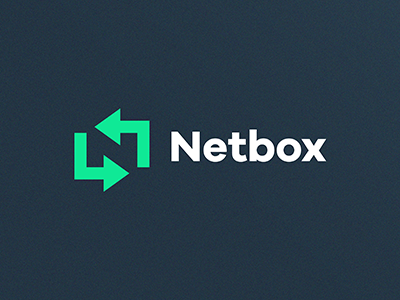 Netbox app arrow design flat idea internet logo negative net sign space website