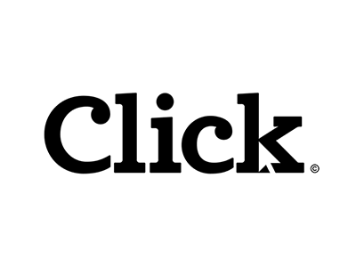 Click app black brand creative design idea letter mark negative space typography website