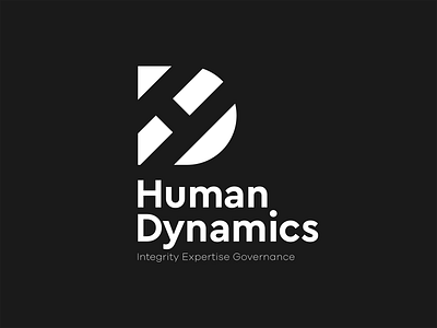 Human Dynamics black brand construction creative design flat geometry idea letter logo mark minimal negative piotrlogo sign space symbol typography vector white