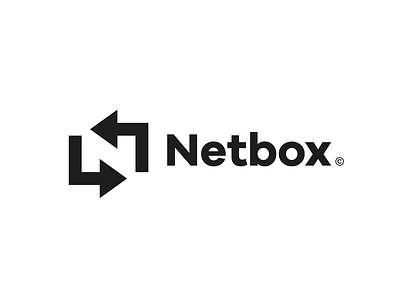 Netbox black brand branding creative design flat geometry icon idea illustration logo logotype mark minimal negative piotrlogo sign space symbol typography