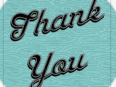 Thank You card script texture type wood