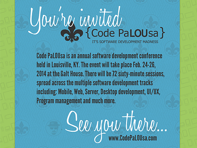 Code PaLOUsa conference branding conference invitations ticket
