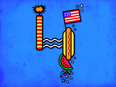 4th of July america fire cracker fourth of july hot dog illustration