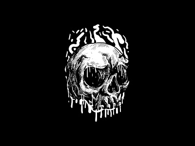 Blooming Skull artwork black and white design detailed grunge hardcore illustrations sketch skull urban