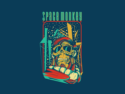 Space Monkey apparel design illustration monkey retro space traveler vector