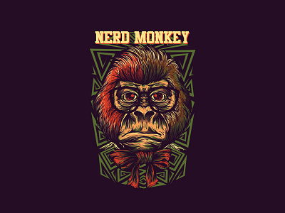 Nerd Monkey animal design illustration mascot monkey t shirt design vector