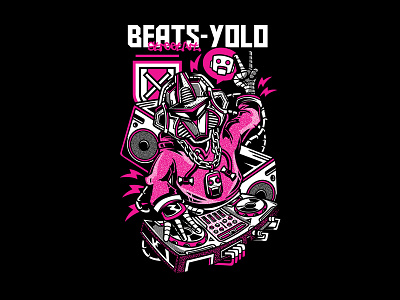 Beats-YOLO T-Shirt Design edm illustration mecha muci robotic t shirt design urban streetart vector