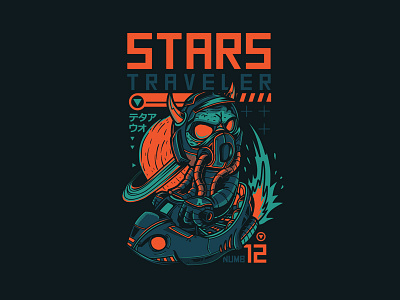 Stars Traveler apparel artwork illustration japanesse mecha nice color robot space traveler vector