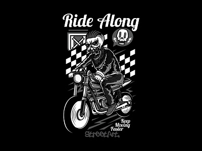 Ride Along apparel cafe racer hype streetart illustration popular rockabilly skull beard trends style vector