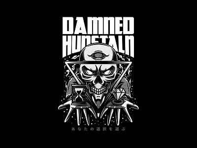 Damned Hunstaln apparel clothing custom design events illustration merch metal band project streetwear t shirt design urban