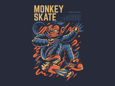 Monkey Skate astronaut custom illustration merchandise monkey series service space t shirt design