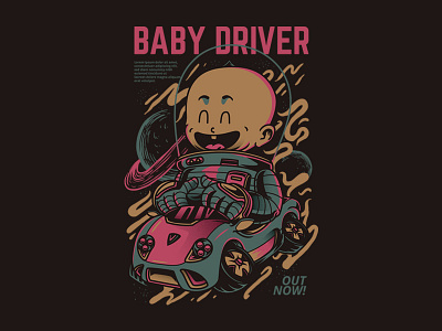 Baby Driver custom driver illustration kids merchandise series service space t shirt design