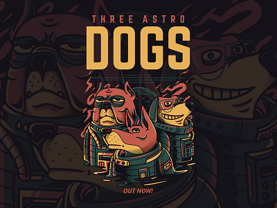 Three Astro Dogs astronaut custom highquality illustration merchandise series service space t shirt design