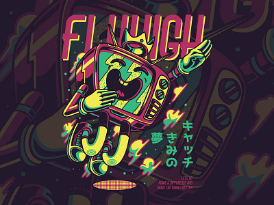 Flyhigh artwork colorful fun illustration japanese merchandise tv retro vector