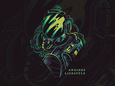 Astro Suit apparel astronaut costum freelance illustration merch space synthwave work