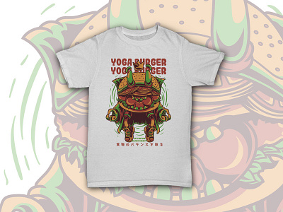 Yoga Burger apparel burger character food funny graphic illustration junk food merch stock yoga