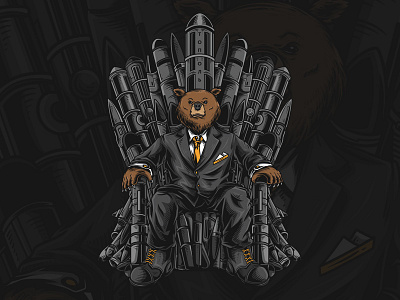 Throne of Grizby animal bear cartoon custom detail illustration mascot throne work