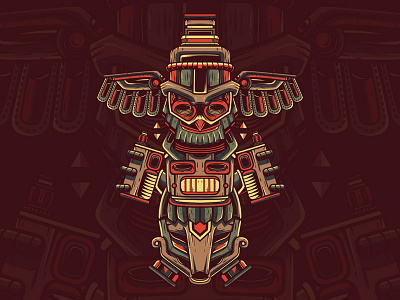 Vapor Totem artwork character custom illustration indian industry native service totem vape
