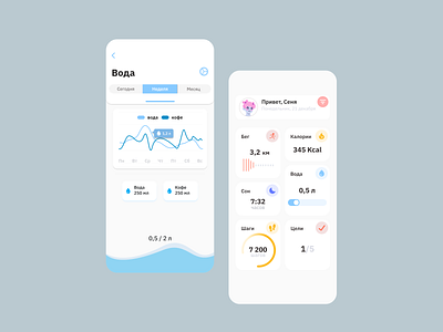 Water tracker app design fitness health sport ui ux water