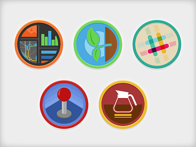 Internal Project Badges badges coffee illustration merit badges slack vector