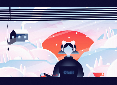 Lofi Beats to Cheil To cat christmas computer holiday laptop music snow snowflake technology winter