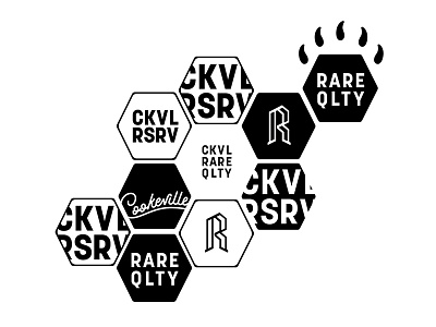 CKVL RSRV ~ Hex pattern bear bear paw black and white cookeville hexagon script type typography