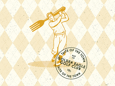 Another forking golfer argyle branding food fork golf logo retro taste vintage