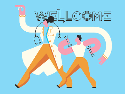 Wellcome doctor exercise illustration medical mural welcome work out