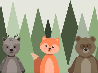Deer, fox and bear design illustration vector
