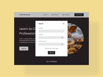 Daily UI | Day #001-Sign Up Page bake baking chef cook cooking course cuisine daily ui dailyui food graphic design landing page modal sign up sign up modal sign up page u ui user experience user interface