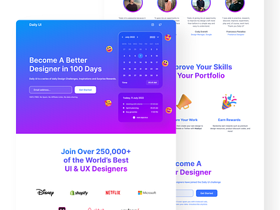 Daily UI | Day #100-Redesign Daily UI Landing Page 100 colorful daily ui daily ui 100 dailyui dailyui 100 design friendly fun graphic design landing page redesign daily ui landing page ui ui design user interface ux web web design website website design