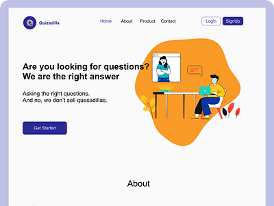 Quizadilla landing page website design ui website landingpage