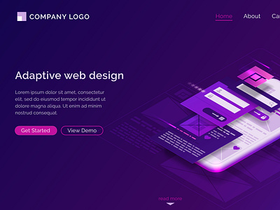 Adaptive-interface-design-isometric-landing-page