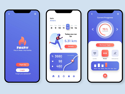 Workout-tracker-app-interface android app design animation app branding design design systems flat graphic design icon illustration interaction design landing page logo minimal mobile app ui typography ui ux vector web
