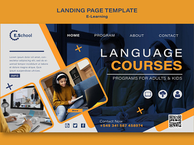 Language courses landing page template android app design animation app branding design design systems flat graphic design icon illustration interaction design landing page logo minimal typography ui ux vector web website