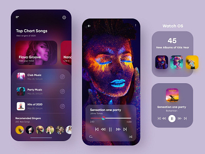 Music and Watch interface UI_UX design