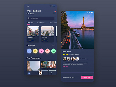 Travel-app-dark-mode UI_UX Design android app design animation app branding design design systems flat graphic design icon illustration interaction design landing page logo minimal typography ui ux vector web website