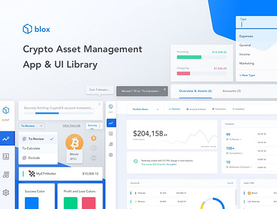 Blox.io - App and UI Library Design accounting asset blockchain business component library crypto dashboard design management styleguide transaction ui ux web