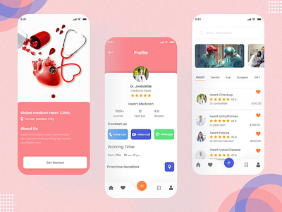 Medical Mobile App 💊 app design doctor app doctor appointment figmadesign heartapps ios medical medical care medicine mobile mobile app mobile app design mobile ui trendy design ui ui design uidesign user experience ux video chat