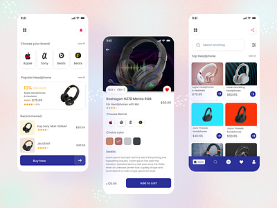 Online Shop -  eCommerce Store App Design Headphone