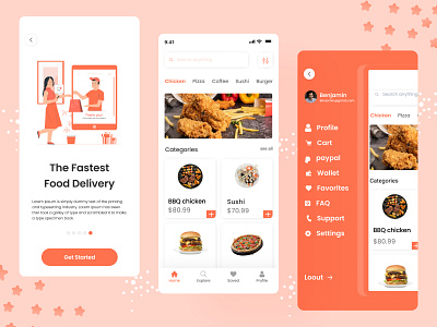 Food Delivery - Mobile App app apps clean ui delivery app design food food apps food delivery app mobile mobile app mobile app design mobile apps mobile chicken mobile ui mobileapp roast chicken ui ui design ux ux ui design