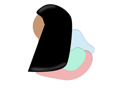 Character Black Hair With Blob Shapes Logo Design