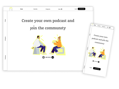 Podcast Desktop & iPhone Design branding business design figma landing page logo mobile podcast typography ui vector website