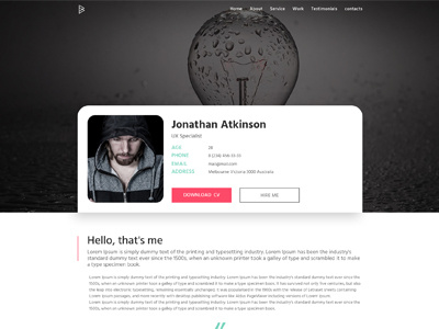 Resume,CV & Portfolio Template architect creative designer developer onepage parallax personal photography portfolio profile resume vcard