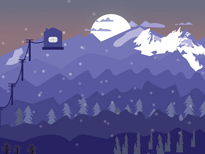 Snow mountains landscape design design graphic illustration moon mountains night purple snow stars sunset