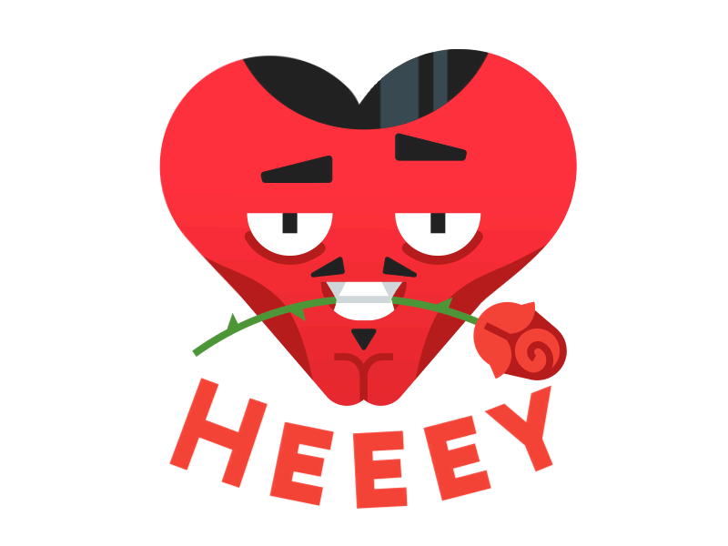 Heeey... emotion flat flower heart hey love passion red romantic rose sticker