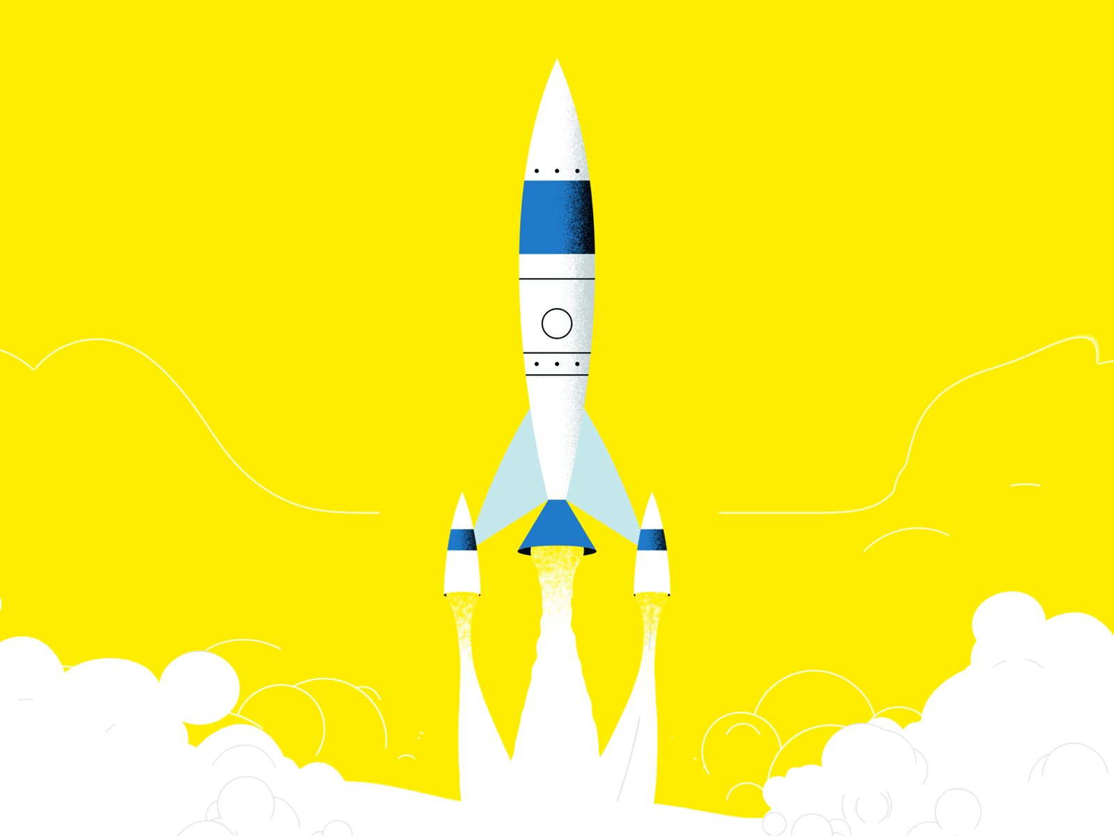 Flat rocket rotation 2d aftereffects animation flat gif illustration loop motion particular rocket rocketship rotation smoke space spaceship toon toonfx yellow
