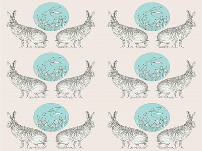 Hare to Hare animals art collage design drawing dresign freehand graphics hare hares illustration pattern